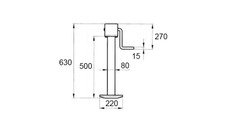 GWINTOWANA NOGA PODPOROWA (WYSOKOŚĆ 630 mm - SKOK 350 mm) - 1.800 kg