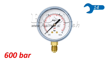 MANOMETER DN63 WERTYKALNY 0 - 600 BAR - 1/4