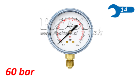 MANOMETAR DN63 VERTICAL 0 - 60 BAR - 1/4