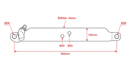 DOLNE RAMIONA TRZYPUNKTOWEGO UKŁADU ZAWIESZENIA CAT.3 - 120x35 mm - 950 mm (140 HP)