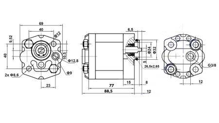HIDRAVLIČNA ČRPALKA 10C3,2x302 3,2 CC DESNA