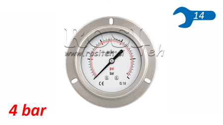 MANOMETER DN63 TYŁ 0 - 4 BAR - 1/4