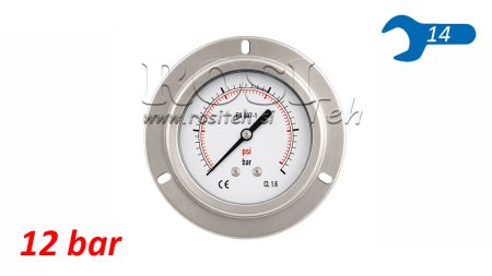 MANOMETER DN63 TYŁ 0 - 12 BAR - 1/4
