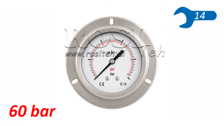 MANOMETER DN63 TYŁ 0 - 60 BAR - 1/4