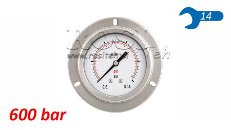 MANOMETER DN63 TYŁ 0 - 600 BAR - 1/4