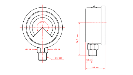 WZORNIK VACUUM DN63 WERTYKALNY -1 - 0 BAR - 1/4