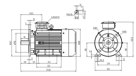 18.5KW-SILNIK ELEKTRYCZNY Y3 180M-4_1470RPM 3FAZY STOPY+FLANŻA-B3B5