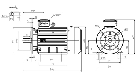 22KW-SILNIK ELEKTRYCZNY Y3 180L-4_1470RPM 3FAZY STOPY+FLANŻA-B3B5