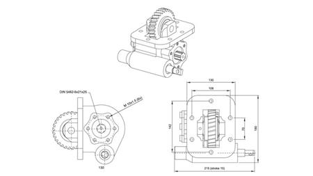 Wymiary POMPY HYDRAULICZNEJ - ISUZU MSB 5S PODCIŚNIENIE