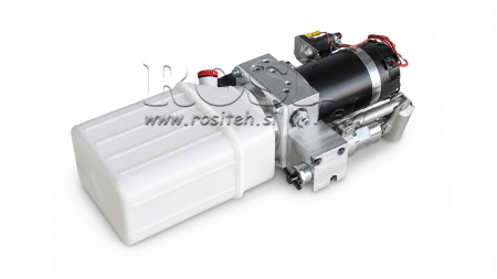 MINI JEDNOSTKA HYDRAULICZNA 24V DC - 0.8KW = 0.5CC - 1.5 LITRÓW - JEDNOSTKA JEDNOFAZOWA (PVC) Z RĘCZNĄ POMPĄ