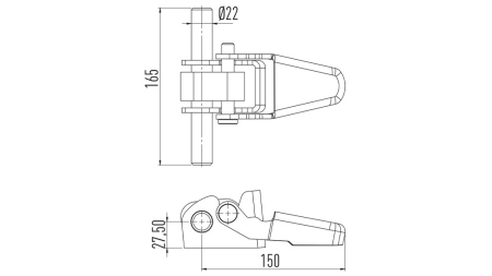 TRAILER SIDE HINGE MED BUND/OVER ÅBNING