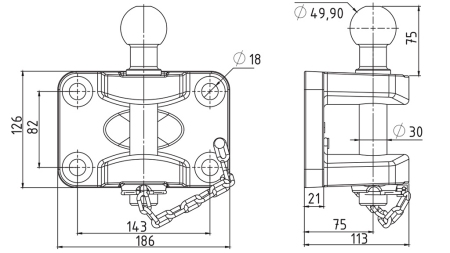 MONTERINGSHITCH MED KUGLE TIL AUTO TRAILER