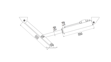 DVOSMERNA HIDRAVLIČNA PODPORNA NOGA (VIŠINA 555 mm - HOD 380 mm) - 3.100 kg 
