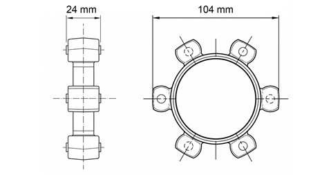 SPRZĘGŁO GWIAZDOWE DO WKŁADKI GUMOWEJ ND43-ND44 (104mm)