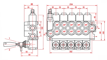 HYDRAULICZNY ZAWÓR RĘCZNY – ROZDZIELACZ 5-SEKCYJNY 5xR40 ECO