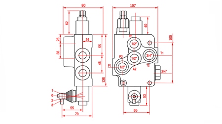 HYDRAULICZNY ZAWÓR RĘCZNY – ROZDZIELACZ 1-SEKCYJNY 1xR80 ECO