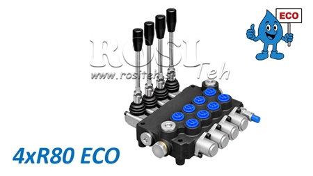 HYDRAULICZNY ZAWÓR RĘCZNY – ROZDZIELACZ 4-SEKCYJNY 4xR80 ECO