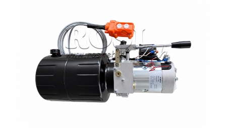 MINI HYDRAULICZNA JEDNOSTKA ZASILAJĄCA 12V DC - 1.6kW = 2.1cc - 8 litrów - jednostka jednofazowa Z POMPĄ RĘCZNĄ