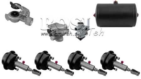 ENSEMBLE DE FREINS HYDRAULIQUES À AIR POUR REMORQUE SYSTÈME COMPLET À CIRCUIT UNIQUE 4 CYLINDRES