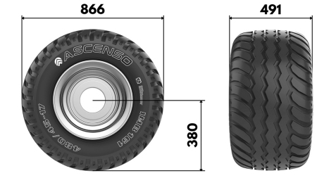 19.0/45-17 PNEUMATYKA AW708 14PL Z FELGĄ 16,00X17