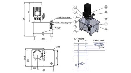 MINI HYDRAULISK AGGREGAT 380V AC (4 kW) 160 bar - 8 cc - 12 lit/min - tank 25 lit