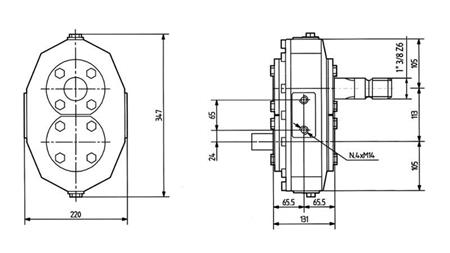 RÉDUCTEUR D'INVERSION MR-90 1:1 (85HP-62.6kW)