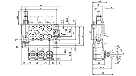 RĘCZNY ZAWÓR HYDRAULICZNY MONOBLOK 3xZ50