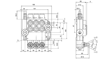 RĘCZNY ZAWÓR HYDRAULICZNY MONOBLOK 3xZ80