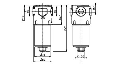 HYDRAULISK TRYKFILTER IKRON 3/4 - 10u - 110LIT - 310bar