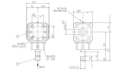 PRZEŁOŻENIE KĄTOWE TB-19J 1.46:1 (23HP-16.9kW)