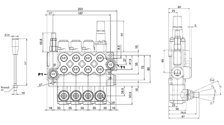RĘCZNY ZAWÓR HYDRAULICZNY MONOBLOK 4xZ50 + POZYCJA PŁYWAJĄCA