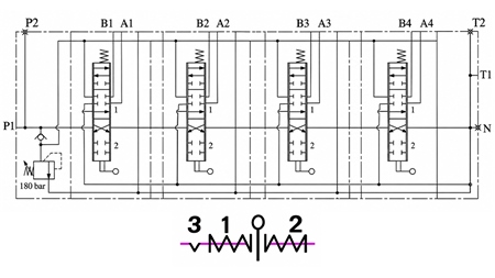 RĘCZNY ZAWÓR HYDRAULICZNY MONOBLOK 4xZ50 + POZYCJA PŁYWAJĄCA