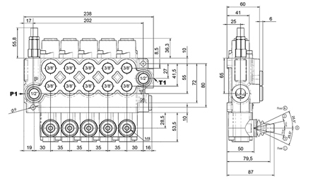 RĘCZNY ZAWÓR HYDRAULICZNY MONOBLOK 5xZ50