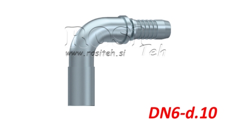 HYDRAULISK FORBINDELSE SLANGE BØJNING 90° DN6-d.10