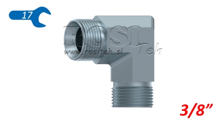 HYDRAULIC ŁUK 90° BSP KRÓTKI MĘSKI-MĘSKI 3/8