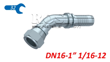 POŁĄCZENIE HYDRAULICZNE DKJ JIC74° ŻEŃSKI ŁUK 45° DN16-1 1/16-12