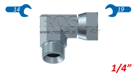 HYDRAULICZNY ŁĄCZNIK KĄTOWY 90° BSP KRÓTKI ZAWÓR OBROTOWY-MĘSKI 1/4