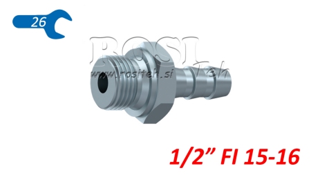HYDRAULICZNE MĘSKIE ZŁĄCZE 1/2 DO WĘŻA GUMOWEGO Φ 15-16