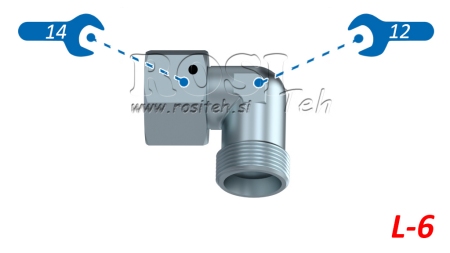 KOLANKO HYDRAULICZNE 90° L-6 Z NAKRĘTKĄ OBROTOWĄ M12X1,5