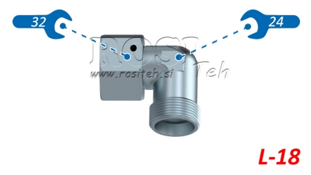 KOLANKO HYDRAULICZNE 90° L-18 Z NAKRĘTKĄ OBROTOWĄ M26X1,5
