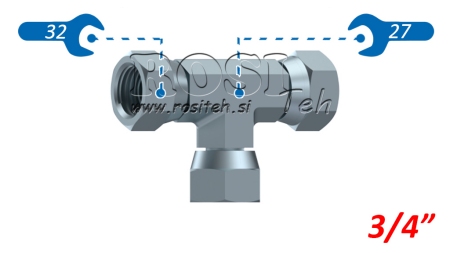 TRÓJNIK HYDRAULICZNY Z NAKRĘTKĄ OBROTOWĄ BSP 3/4
