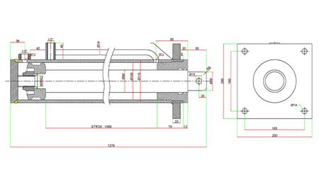SIŁOWNIK HYDRAULICZNY DO ŁUPARKI DO DREWNA Z PŁYTĄ MONTAŻOWĄ100/60-1050 - GÓRNE PRZYŁĄCZE