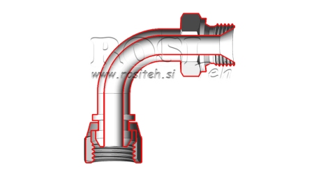 ŁUK HYDRAULICZNY 90° BSP MĘSKI-ŻEŃSKI 1/4