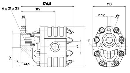 HYDRAULICZNA POMPA ŻELIWNA UNI30-61CC-200 BAR LEWA