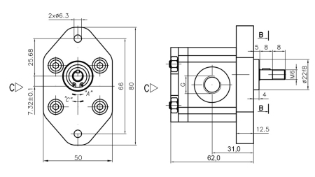 HYDRAULICKÉ ČERPADLO 00C1X032 GR.0 - 1cc - PRAVÝ