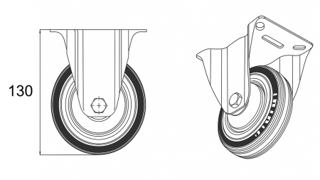 PYÖRÄ 100mm KIINTEÄLLÄ PERUSTALLA