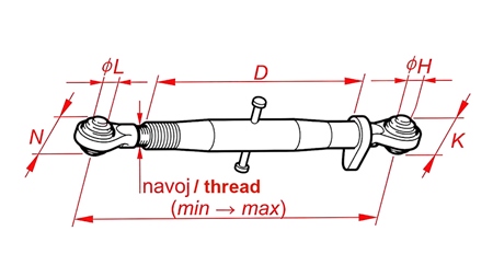 ŁĄCZNIK GÓRNY MECHANICZNY REGULOWANY KAT. 1 M27X3 - 420/620