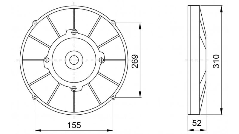 AXIAL FAN 280MM PUSH 12V