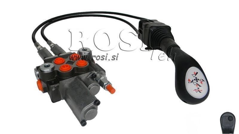 JOYSTICK 1x KNAP MED PULLEY 1.5 m OG HYDRAULISK VENTIL 2xP40 l. FLYDENDE