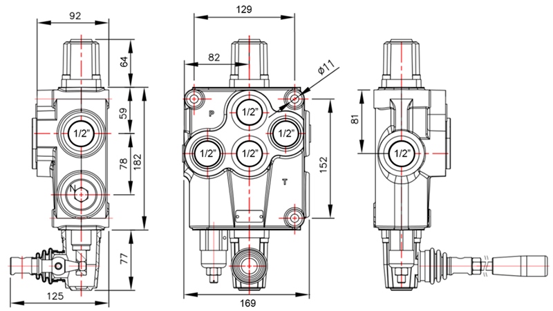 RĘCZNY ZAWÓR HYDRAULICZNY MONOBLOK 1xP120